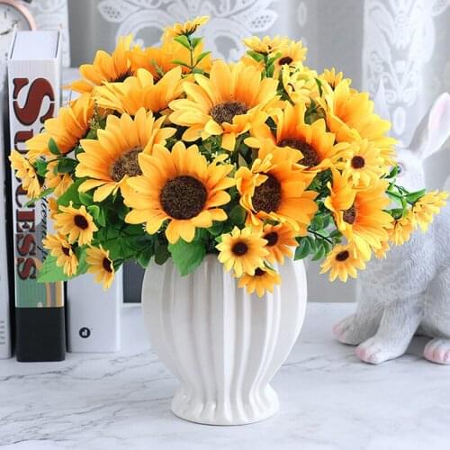 1 Bunch Beautiful Sunflower Silk Flower High Quality Artificial Flower Home Garden Party Wedding Decoration DIY Material
