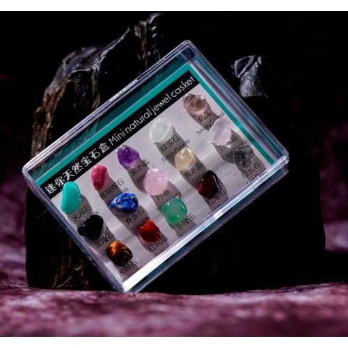 15Pcs Collectible Mini Crystal Rock Fossil Mineral Gemstone Specimen in Box