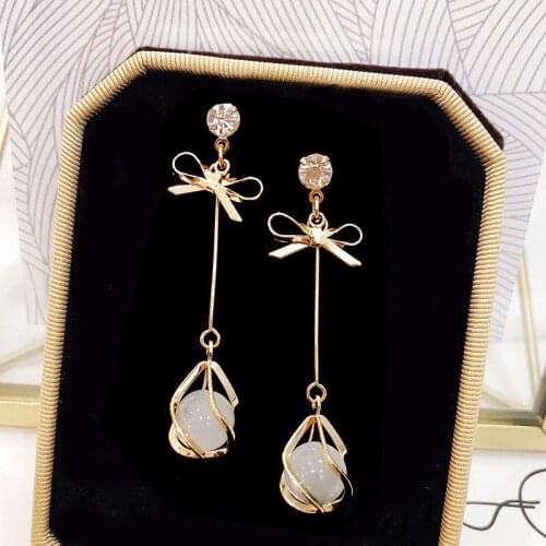 Korean Version Popular Hypoallergenic Temperament Small Jewelry Long Earrings Female Students Simple