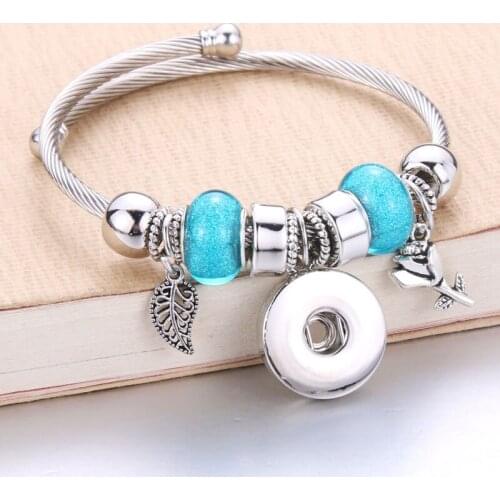 Creative Elastic metal beading Snap Bracelet beads making Jewelry Snap Button Bracelet Bangles fit 18MM Snap Jewelry