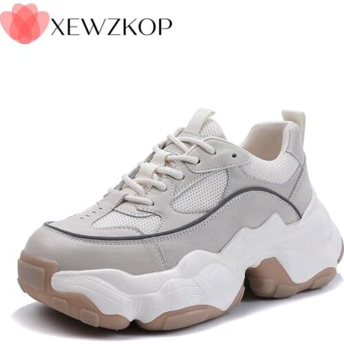 Women Sneakers Fashion Mesh Chunky Sneakers Casual Shoes Autumn Reflective Comfortable Thick Sole White Dad Flats Platform Shoes