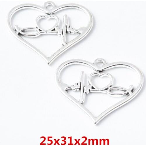 25 pieces of retro metal zinc alloy love pendant for DIY handmade jewelry necklace making 6715
