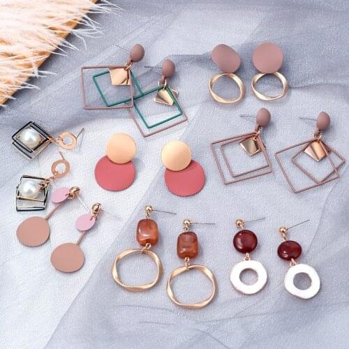 LOVR New Fashion Acrylic Drop Earrings For Women Vintage Geometric Long Korean Dangle Earrings 2020 kolczyki Female Jewelry