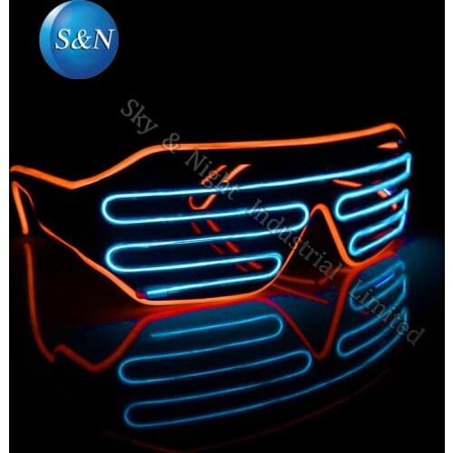 Fashion double color EL Glasses (Orange+Blue) Mix color EL party Shutter Glasses powered by 3v inverter with Free shipping