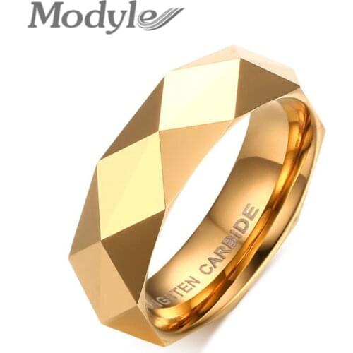 Modyle 3 Colors Men Rhombic Tungsten Carbide Promise Wedding Bands Ring Gold-Color Engagement Ring Men Jewelry