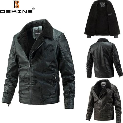 Men Winter Motorcycle Leather Jacket 2021 High Quality Fashion Casual Pu Leather Coat Men Fleece Warm Windproof Biker Jacket Men