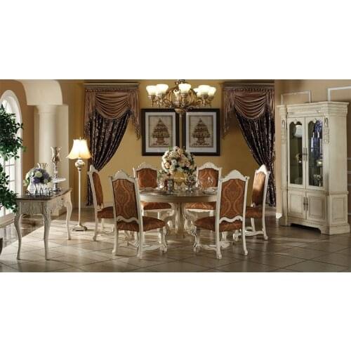 American pastoral white color dining table set for home furniture Amerikan pastoral beyaz renk yemek masası seti GH230