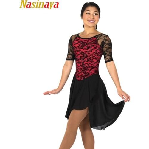 Nasinaya Figure Skating Dress Customized Competition Ice Skating Skirt for Girl Women Kids Gymnastic Performance Lace Long Skirt