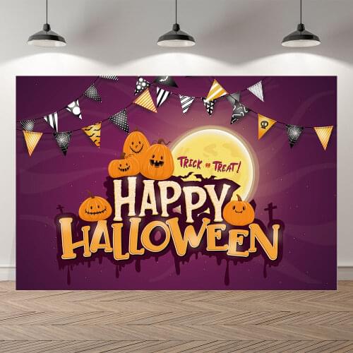 Neoback Halloween Party Forest Cute Pumpkin Monster Flag Photography Background Photographic Backdrop For Photo Studio Shoot
