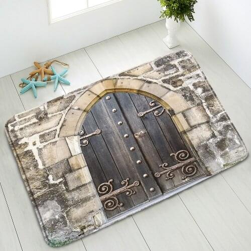 Retro Wooden Door Non-Slip Bathroom Mat Farm Barn Indoor Floor Mats Bedroom Kitchen Entrance Doormat Absorbent Carpet Washable