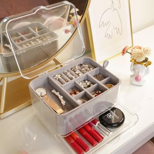 New Cosmetic Storage Box Large Makeup Organizer Dustproof and Waterproof Jewelry Tray Storage Box Drawer Bathroom cosmetic case