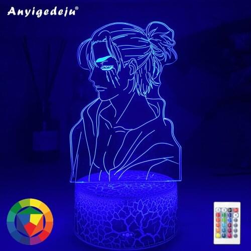 New Anime Light Attack on Titan 4 Eren Yeager Figure for Bedroom Decor Night Light Kids Birthday Gift Shingeki No Kyojin 3d Lamp