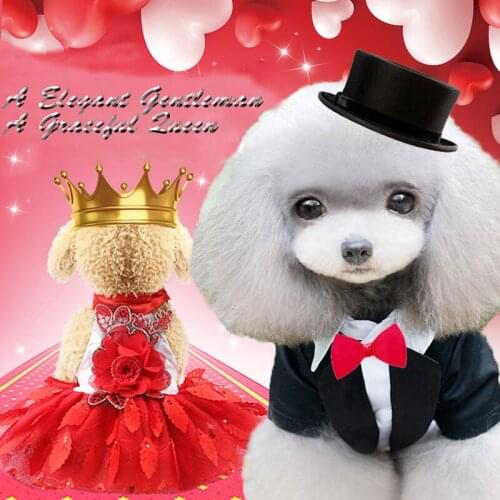 2019 Spring&Summer Puppy Dog Clothes For Small Medium Dogs couple wedding black suit dress for Bulldog Yorkies Dogs Pets