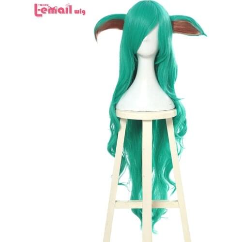 L-email wig LoL Star Guardians Soraka Cosplay Wigs Game Long Green Wave Cosplay Wig Halloween Heat Resistant Synthetic Hair