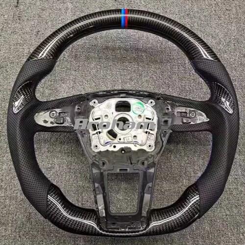 Customized Real Carbon Fiber Suede Racing Sports Steering Wheel For Audi A6 A6L A7 2015 2016 2017 2018 2019 2020 2021