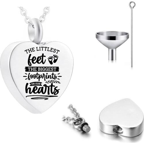 Cremation Jewelry Heart Pendant Stainless Steel Urn Pendant Letter Engraving Commemorates The Deceased Family/Pet