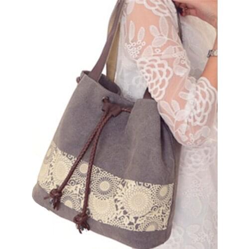 Casual Shopper Bag Handbag Women Canvas Tote Shoulder Bag Vintage Printed Bag Ladies Designer Big Capacity Drawstring Tote bolsa