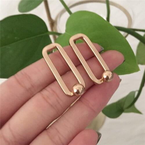 Casual Gold Color Plating Ball Raised Square Stud Earrings For Women Girl Chic Trendy Classic Decorated Fashion Jewelry
