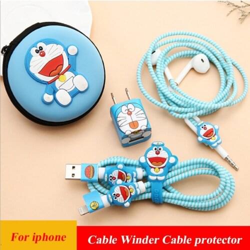 Cable Protector For iphone 5 6 7 8 x Earphone Protector Cable Winder Charger Stickers TPU Spiral Cord Protector & Earphones Case