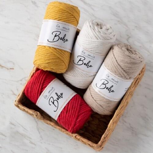La Mia Boho Single Twist Macrame Yarn, 100% Cotton Macrame Decor, natural, DIY decor yarn, Scannable, 1st class fast shipping