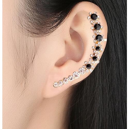 1Pcs Punk Rock Rhinestone Crystal Ear Cuff Wrap Stud Earring for Women Cartilage Piercing Jewelry Ear Clips Earrings 3 Colors