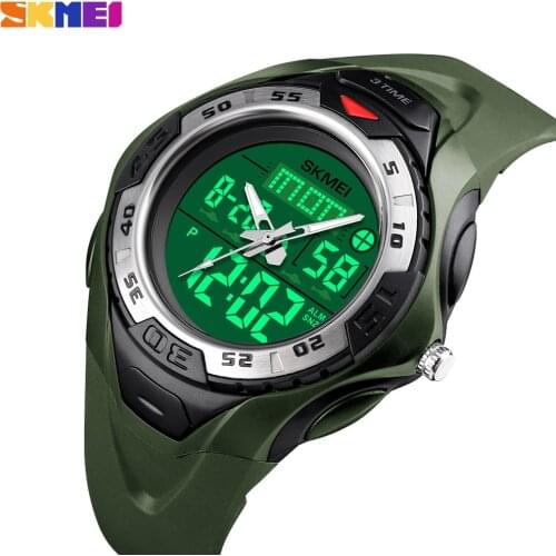 SKMEI Outdoor Sports Men Watch Military Quartz Digital Chronograph Male Clock Waterproof 3 Time EL light Wristwatch reloj hombre