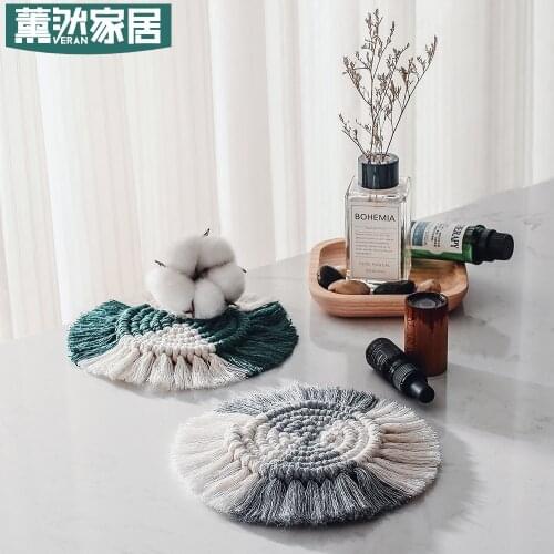 Hand-Woven Cotton Cord Thick Anti-Scald Thermal Pad Heat-Resistant Dining Table Cushion Coaster Bowl Mat Table Decoration
