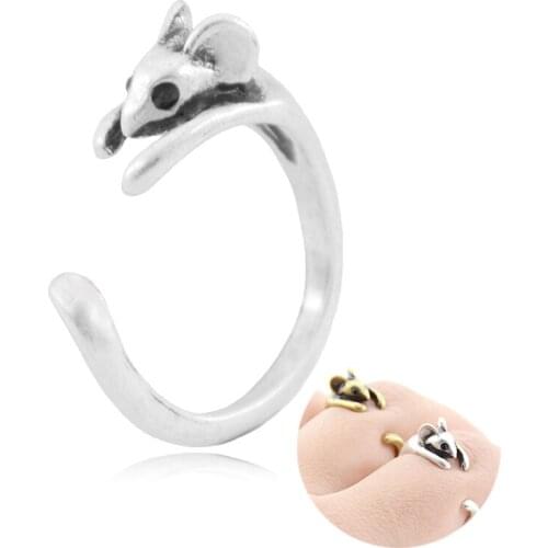 Retro Boho Mini Mouse Anel Couple Ring Punk Animal Puppy Anillos Bague Femme Love Rings For Women Men Jewelry Birthday Gift