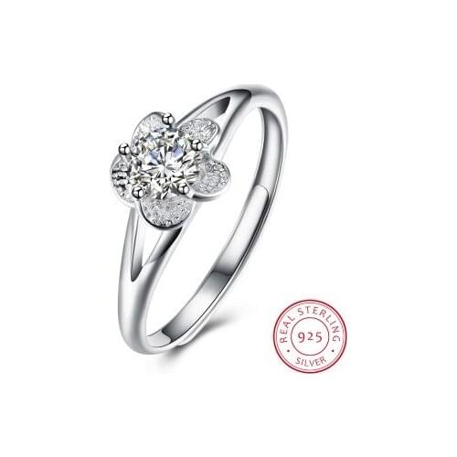 UFOORO 925 Sterling Silver Flower Poetic Daisy Blossom Finger Ring for Women Fashion Jewelry USH-R0002