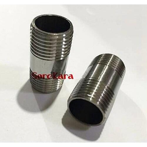 304 Stainless Steel Straight Pipe Fitting Connector Adapter 1-1/4" BSP Equal Male Threaded