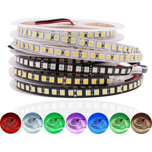 DC 12V 24V 5050 RGB LED Strip 60leds/m 120leds/m Flexible Tape LED Light Lamp For Indoor Decoration 5m