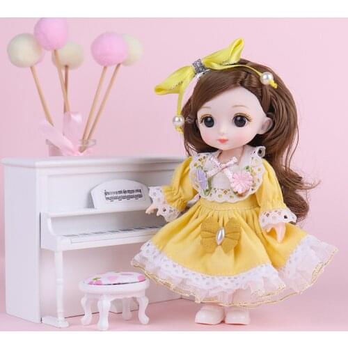 16 Cm BJD Mini Doll 13 Movable Joint Girl 3D Blue Big Eyes Beautiful DIY Toy Doll with Clothes Dress Up 1/8 Fashion Doll
