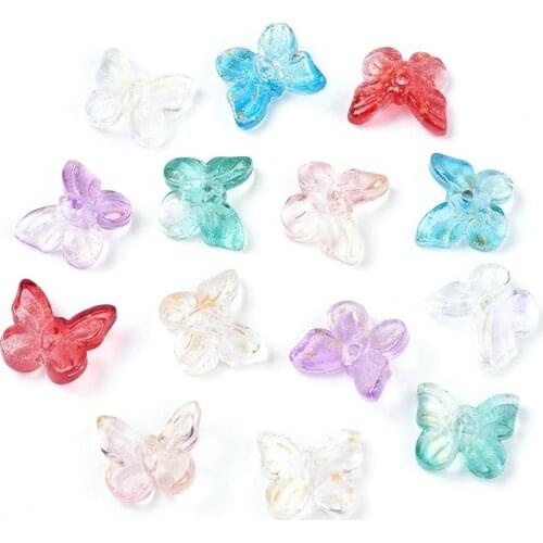 200pcs Butterfly Electroplate Glass Beads Gradient Color for DIY Earring Bracelet Jewelry Making Findings 10x11x4mm