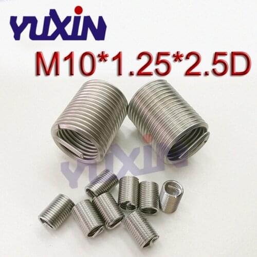 50pcs M10*1.25*2.5D Wire Thread Insert A2Stainless Steel Wire Screw Sleeve M10 Screw Bushing Helicoil Wire Thread Repair Inserts