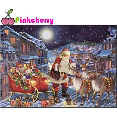 5D DIY square round Diamond Painting Christmas Santa Claus Deers sled Embroidery Picture Handcraft Art Kits Lover Gift k724