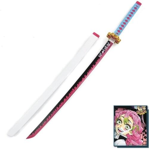 Anime Demon Slayer Kimetsu No Yaiba Kanroji Mitsuri Cosplay Prop Replica Wooden Sword with Sheath for cospaly