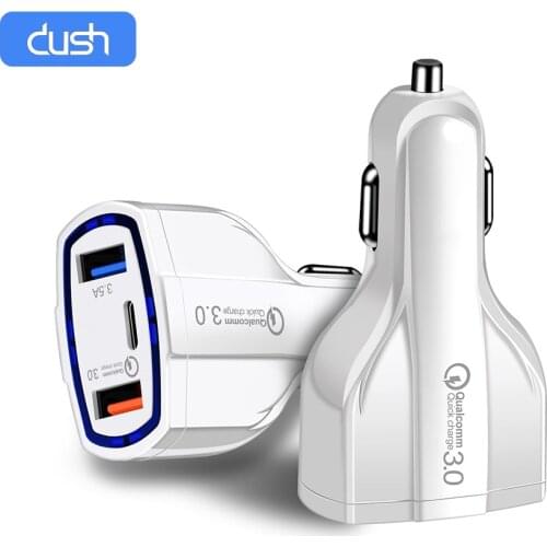 DUSH Quick Charge 3.0 USB Car Charger 2 USB For iPhone Huawei Samsung PD Fast Car Mobile Phone Charger Mobile Phone Chargers