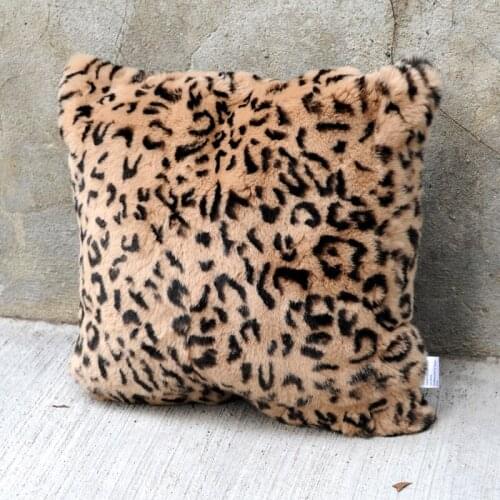 Free Shipping CX-D-100B Home Decor Leopard Print Rex Rabbit Fur Cushion Cover ~Drop Shipping