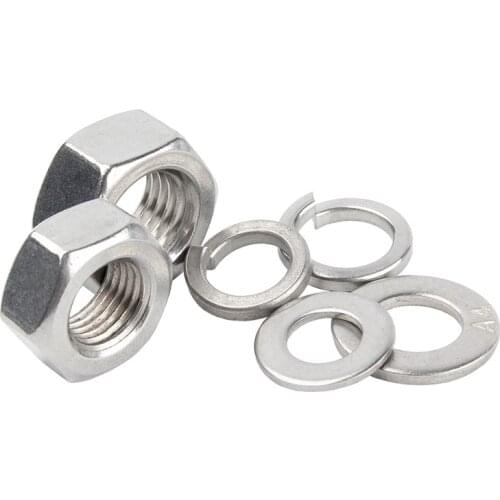 Bolt Nuts Flat Washers Spring Washers Set 304 Stainless Steel M1.6 M2 M3 M4 M5 M6 M8 M10 M12 M14 M16 M18 M20