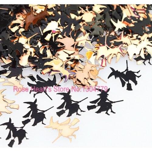 Black metal nail foil decals sticker for nail art decorations tools witch design