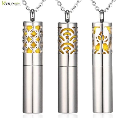 Diffuser Necklace Essential Oil Container Pendant Necklace 316L Stainless Steel Aromatherapy Locket Felt Pads Perfume Men Women