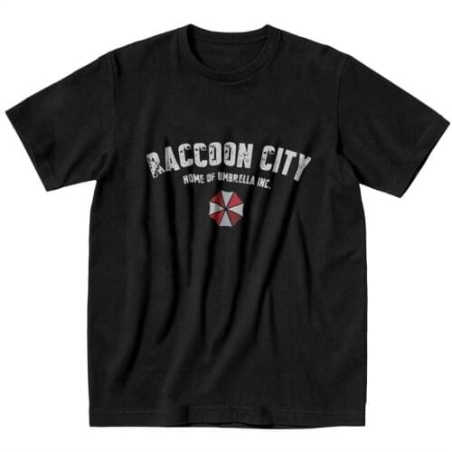 Raccoon City Home Of Umbrella Corporation Corp T-shirt Men Streetwear T Shirts Short Sleeve Video Game Tshirts Cotton Tee Top