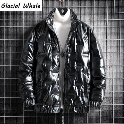 GlacialWhale Mens Winter Down Jacket Men Warm Hooded Windproof Coat Jacket Male Hip Hop Streetwear Black Jacket For Men Style