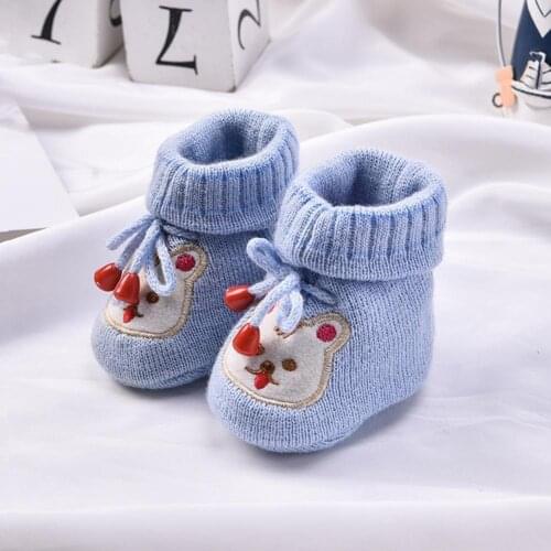 Cartoon Knitted Baby Girls Boys Anti-slip Flat Toddler Shoes Soft-soled Socks Wool Handmade Shoes Cartoon Design Baby Gifts