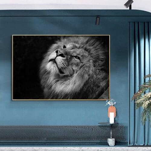 Black and White Lion Animal Print Canvas Painting Poster Wall Art Decor Living Room Decoracion Home Modern Decorative Picture