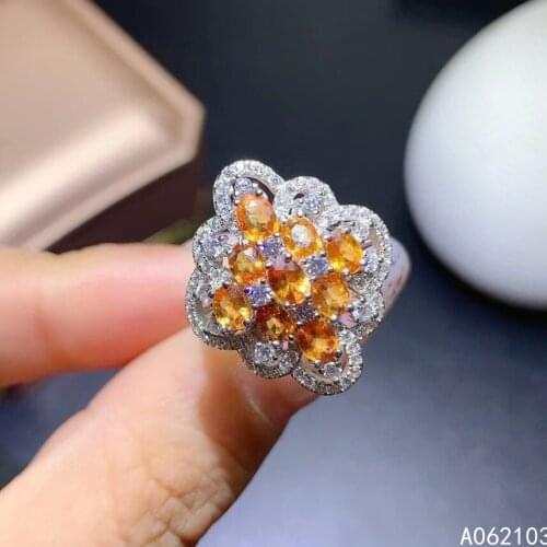 KJJEAXCMY fine jewelry 925 sterling silver inlaid natural yellow sapphire Womens luxury fashion adjustable ring support check