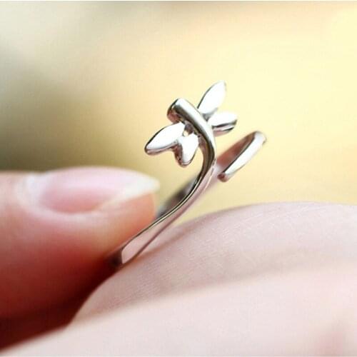Korean Dragonfly Ring Silver Plated Rings For Women Jewelry Cute Dragonfly Ring Jewellery Silver Color Rings Anel Anillos S91
