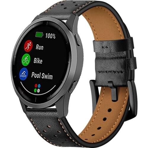 Leather Watchband for Vivoactive 4 3 Music Strap Watch Band for Venu/Garmin Active/Vivomove HR Watch Quick Release Wrist
