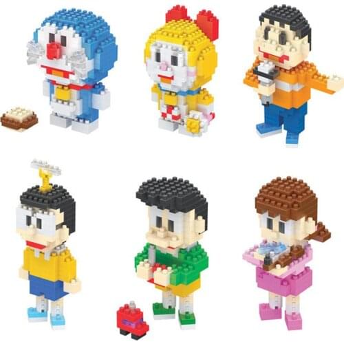1Pcs Doraemon Minifigures Bricks Micro Building Blocks Diy Assembled Cartoon Plastic Model Educational Toys for Kids