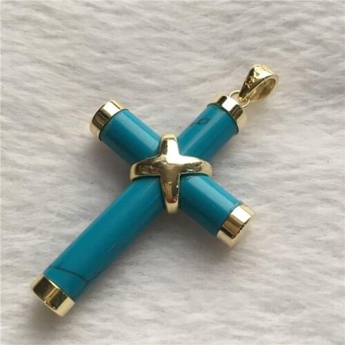 Many colors Exquisite Jewellery tiger eyes stone turquoises Cross Pendant & Necklace